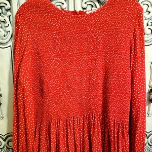 Red polka dot stretchy peplum top